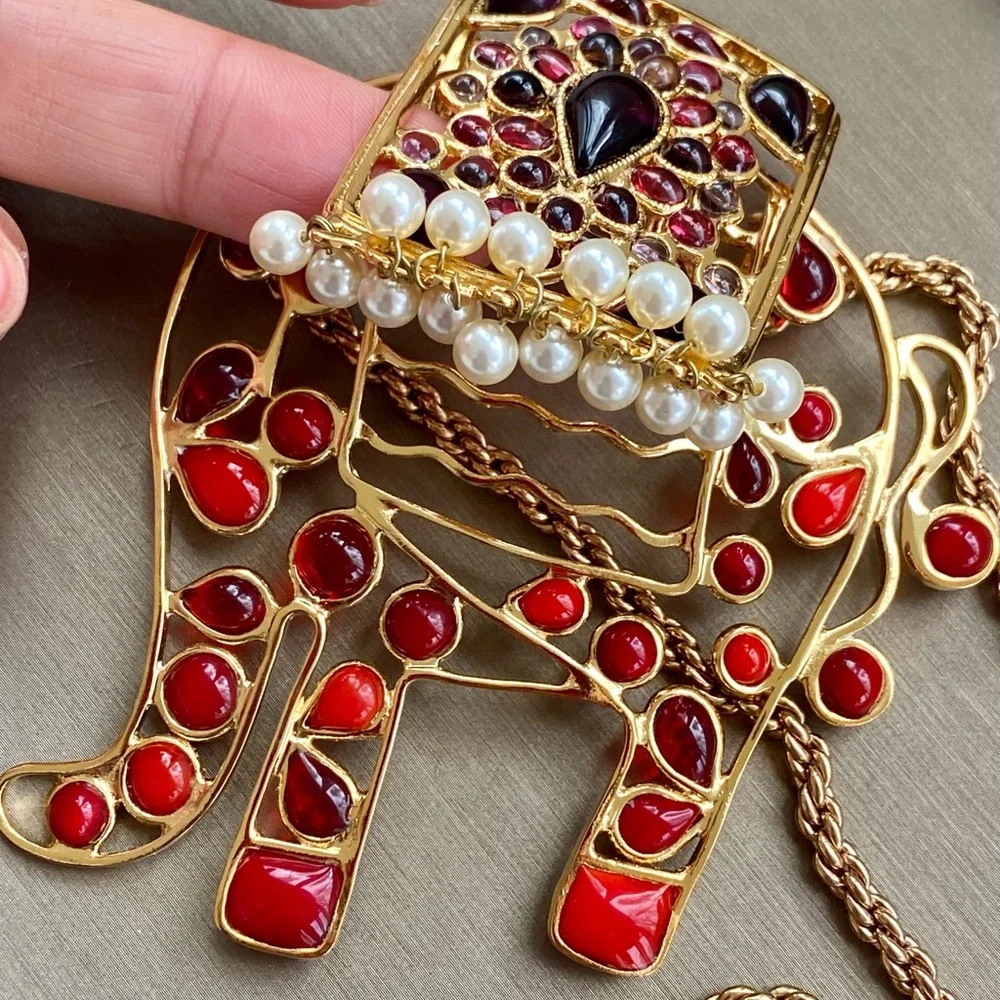 NWT Gripoix Paris- custom made The Jungle Book Big Elephant necklace - Picture 8 of 10